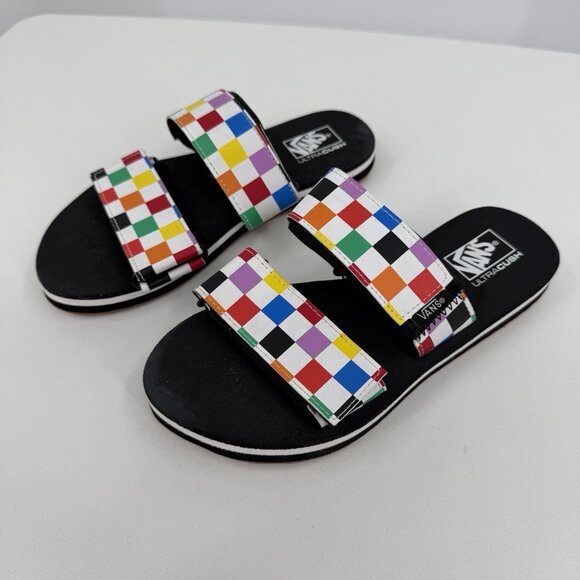 VANS Cayucas Sandals size 5 Women's Multicolor Checkerboard Dual Strap - Picture 2 of 11